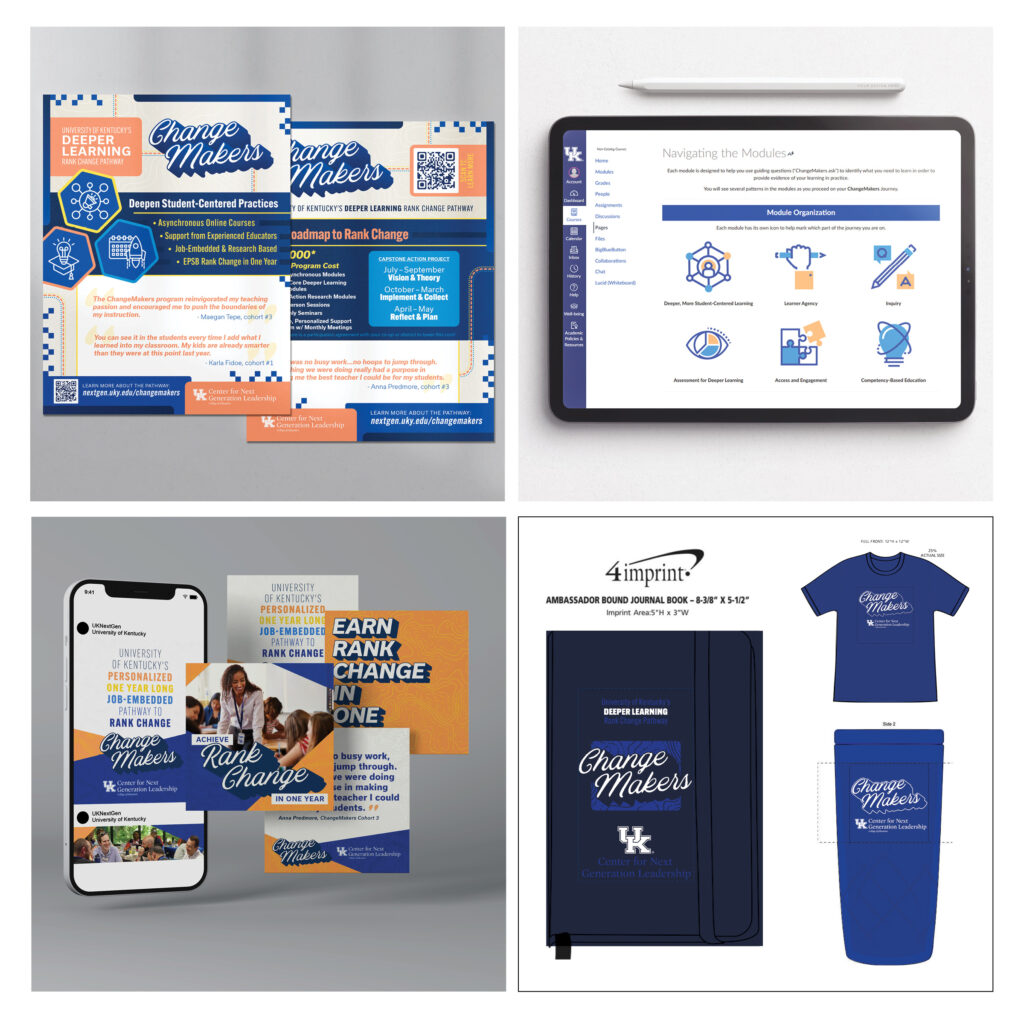 Samples of brand assets for ChangeMakers