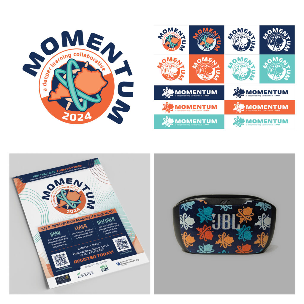Samples of brand design for the Momentum Teacher's Conference